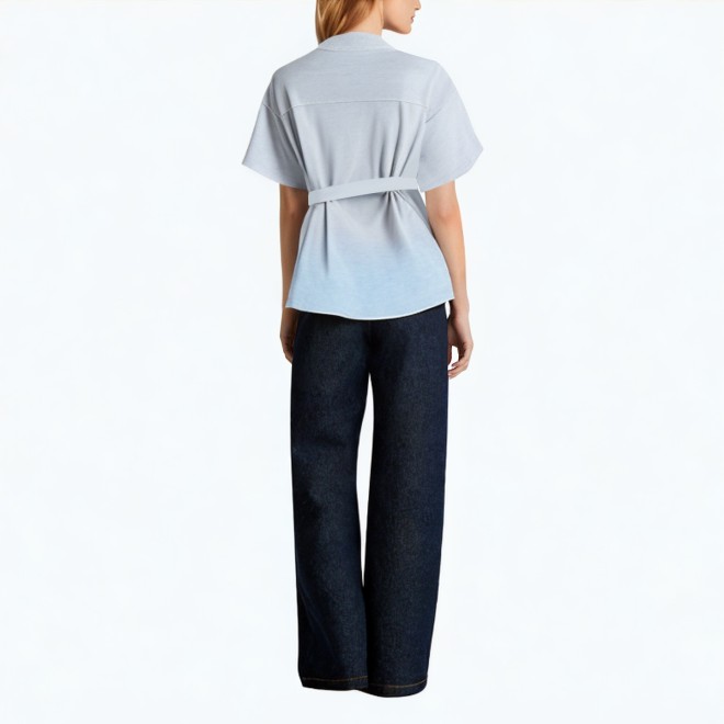 Summer V Neck Pleated Puff Sleeve Shirt
