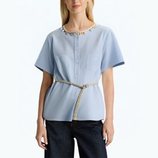 Summer Shell Sequin Short Sleeved Shirt