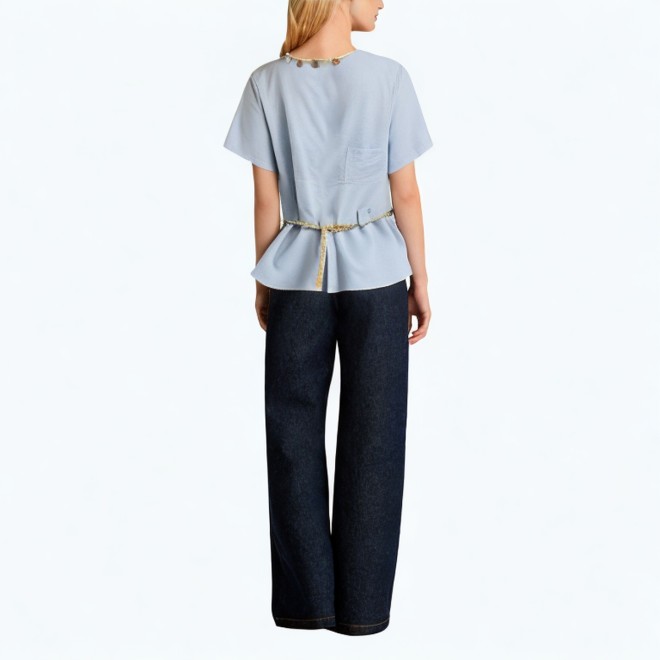 Summer Shell Sequin Short Sleeved Shirt