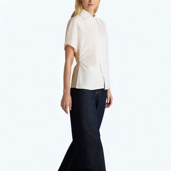 White Waist Short Sleeved Shirt