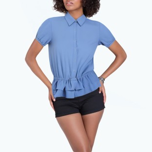 Ruffled Drawstring Waist Shirt 