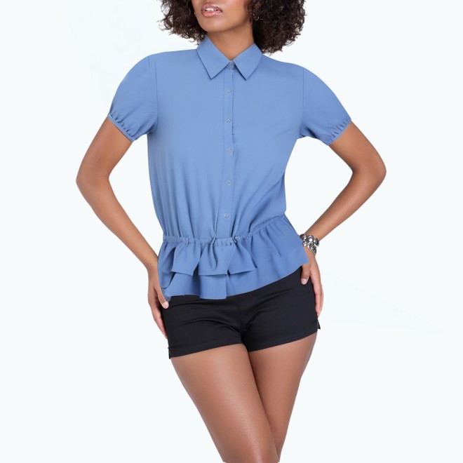 Ruffled Drawstring Waist Shirt 