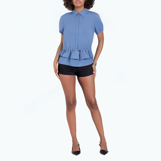 Ruffled Drawstring Waist Shirt 