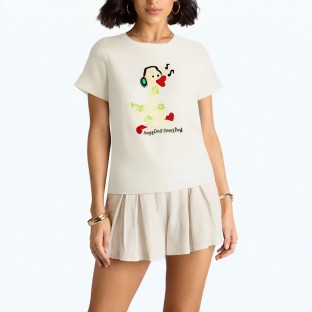 Small Flying Sleeve Round Neck Short Sleeve T Shirt 