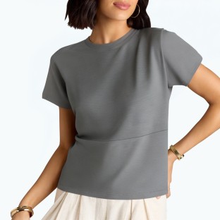 Irregular Round Neck Short Sleeved T Shirt