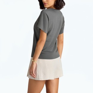 Irregular Round Neck Short Sleeved T Shirt