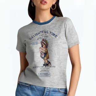 Summer Contrasting Round Neck Short Sleeved T Shirt