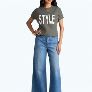 Irregular Hem Round Neck T Shirt 