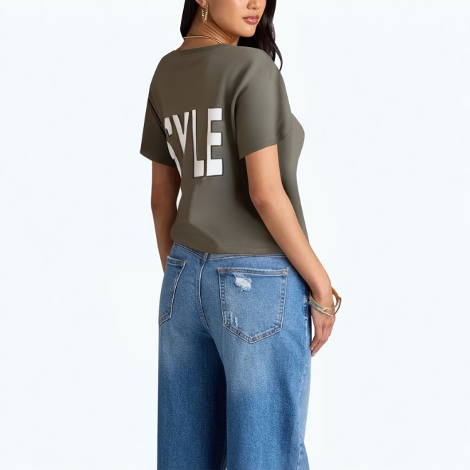Irregular Hem Round Neck T Shirt 