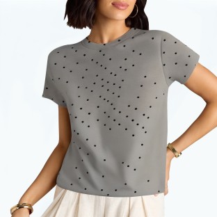 Summer Polka Dot Round Neck T shirt