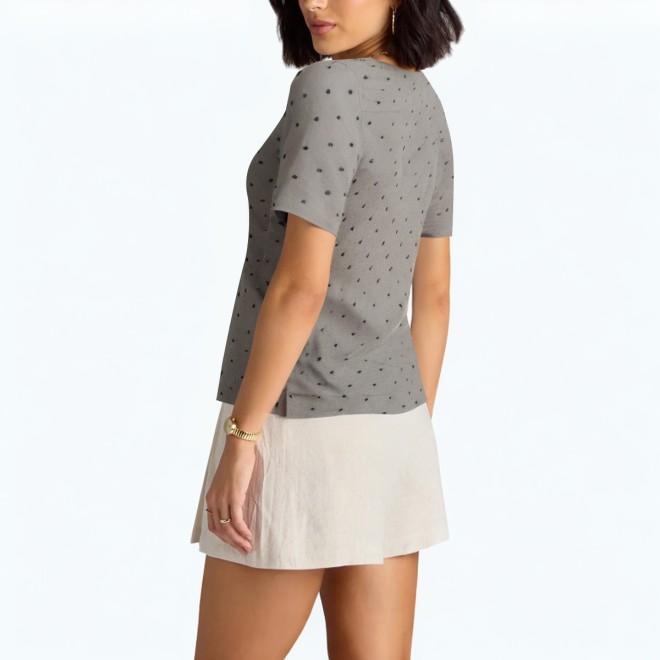 Summer Polka Dot Round Neck T shirt