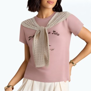 Women's Shawl Short Sleeve T Shirt