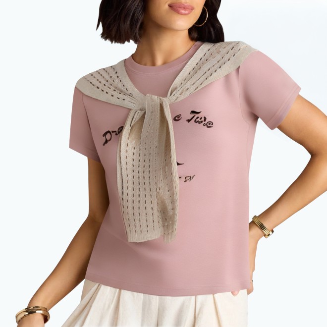 Women's Shawl Short Sleeve T Shirt