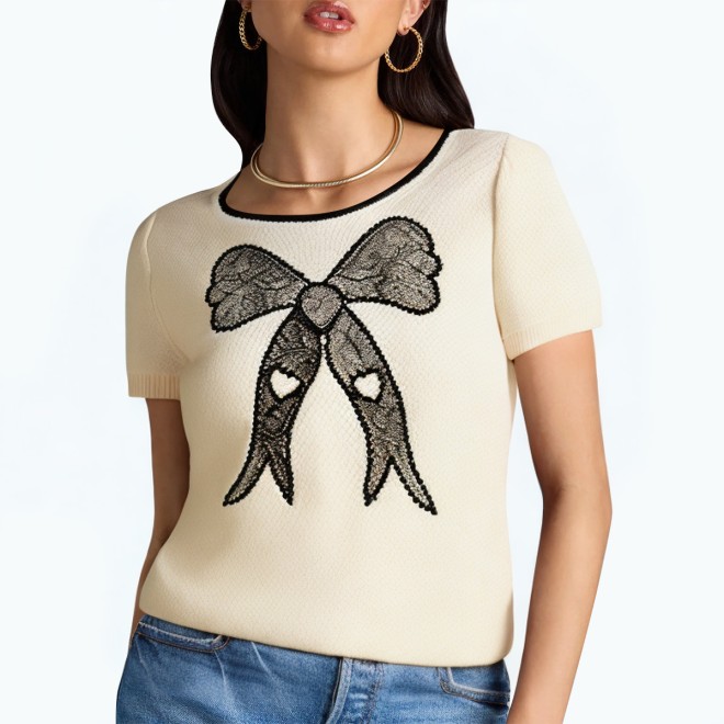 Summer Daily Knitted Short Sleeved T Shirt