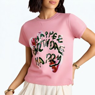 Pink Casual Loose Short Sleeved T Shirt