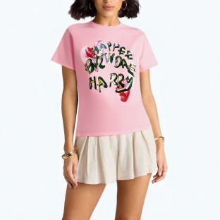 Pink Casual Loose Short Sleeved T Shirt
