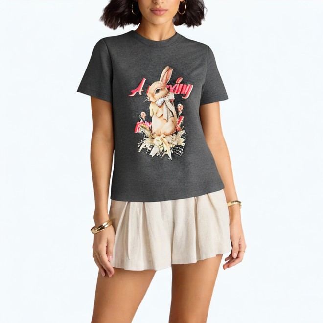 Dark Grey All Match Short Sleeved T Shirt