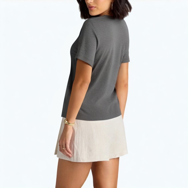 Dark Grey All Match Short Sleeved T Shirt