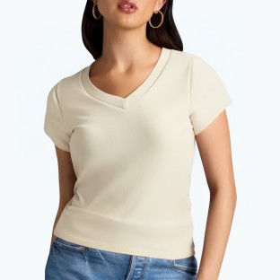 Slim Fit V Neck Short Sleeve T Shirt