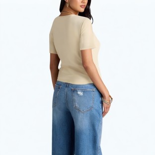 Slim Fit V Neck Short Sleeve T Shirt