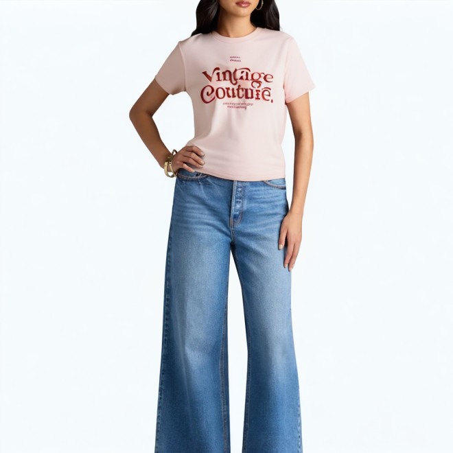 Waist Hugging Pink Short Sleeved T Shirt