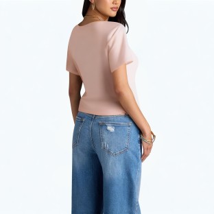 Waist Hugging Pink Short Sleeved T Shirt